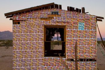 Flood: LA Drainage Relocation, 2014, Twenty Nine Palms, 200 risograph prints, 12 ft. x 29 ft. x 9 ft. Devon Tsuno