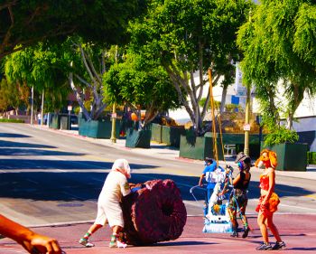 SISYPHUSS performance, 2011 , Pacific Standard Time West of Rome, Trespass Parade, Los Angeles, CA Raul Baltazar