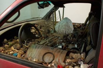Detail of Bright hot day long dark night, 2008, Road trip performance and sculpture mixed media installation (truck, objects), variable dimensions Jedediah Caesar
