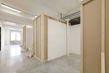 Sculpture, 2015, installation exterior at Triangle France, Marseille, wood, drywall, exhibition space, 9 ft. x 59 ft. x 79 ft. Margaret Honda