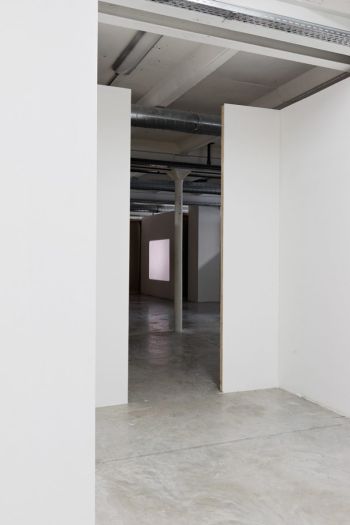Sculpture, 2015, installation detail showing Wildflowers (Fleurs Sauvages), 2015, at Triangle France, Marseille, wood, drywall, exhibition space, 9 ft. x 59 ft. x 79 ft. Margaret Honda