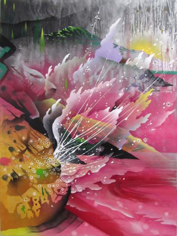 Gush Buster, 2011, oil-based enamel on canvas, 40 in. x 30 in. Pearl C. Hsiung