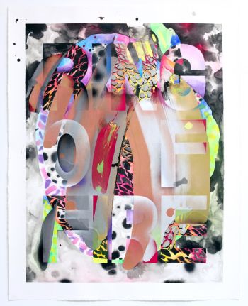 Ring of Fire, 2015, oil-based enamel, ink, watercolor on paper, 51.5 in x 41 in. Pearl C. Hsiung