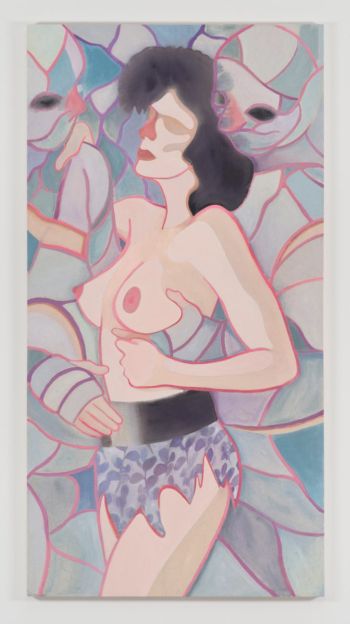 Mummies (Twin-size bed), 2015, acrylic in bed sheet, 72 x 38 inches Max Maslansky