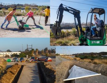 The Unfinished, 2014, dirt, asphalt, untrained mechanized labor and existing post-industrial state owned land, 137 ft. obeliskine form within a 160 ft. x 35 ft area Michael Parker