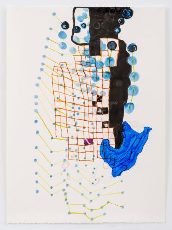 Meditation Drawing Day Minus Three Two (Blue Lattice), 2014, acrylic, ink on paper, 30 in. x 22 in. Alise Spinella