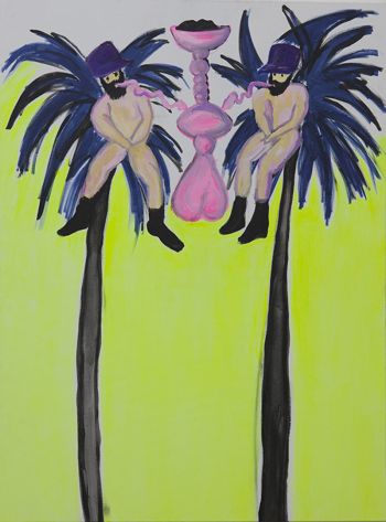 Aiming High, 2016, acrylic and oil on canvas, 36 x 56 Shagha Ariannia