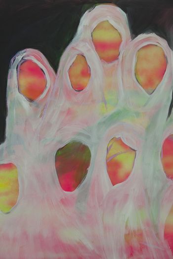 Untitled (detail), 2016, acrylic and oil on vellum, 40 x 70 Shagha Ariannia
