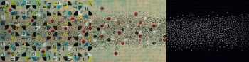 Migration, 2008, acrylic, ink and pencil on wood panel, 18 in. x 72 in. Linda Arreola