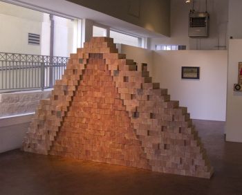 The Wall, 2008, sculptural installation at Tropico De Nopal Art Space, Los Angeles, Douglas Fir, 81 in. x 138 in. x 56 in. Linda Arreola