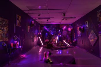 Evil Eye, 2016, Installation at The Hospital, Los Angeles, CA, mixed media, dimensions variable Amir H. Fallah