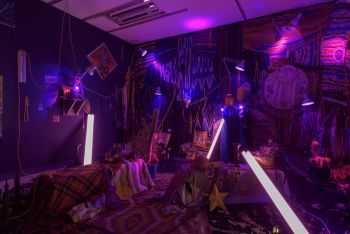 Evil Eye, 2016, Installation at The Hospital, Los Angeles, CA, mixed media, dimensions variable Amir H. Fallah