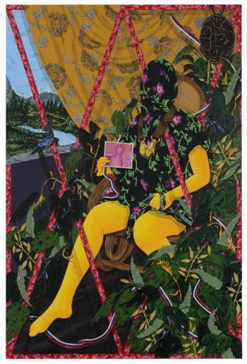 Only Unity Saves, 2016, acrylic and collage on paper mounted to canvas, 6 ft. x 4 ft. Amir H. Fallah