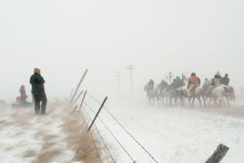 Riding into the Blizzard, Big Foot Pass, 2009, photography, variable size Ken Marchionno