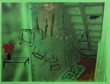 Night Vision, 2015, mixed media (film ink), 8.5 in. x 11 in. Shagha Ariannia