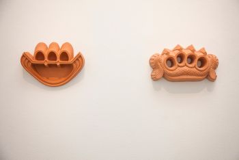 Triple Arched Knuckle; 2013; concrete and pigment, diptych; 9 in. x 14 in. x 4 in. Carolina Caycedo