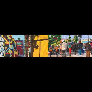Crenshaw/LAX Line-Panels #ft.s 16-17-18; 2016; mixed media on panel; 24 in. x 100.5 in. x 1.5 in. Jaime Scholnick
