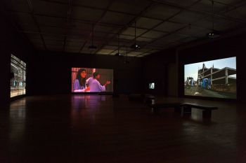Faith in friction; 2017; installation at the Manchester Art Gallery; UK; 7-channel synched video installation, 36 minutes. Neha Choksi