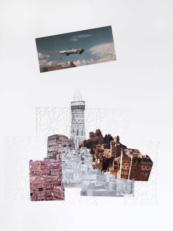 One Way Or Another; 2017; collage on hand-cut watercolor paper; 18 in. x 24 in. Yasmine Diaz