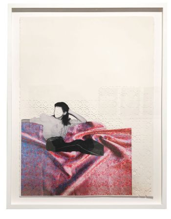 Reclining; 2018; collage and glitter on hand-cut watercolor paper; 23 in. x 31 in. Yasmine Diaz