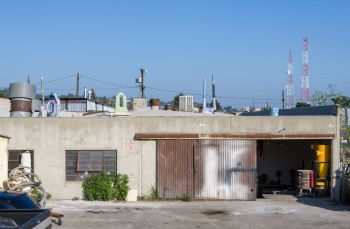 Sculptures on the Roof (installation view); 2015; an exhibition of ceramic sculptures on the roof of my studio in Los Angeles; Rosslyn Street Studios Julia Haft-Candell