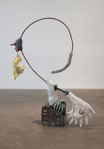 Summer Star; 2013; porcelain, terra cotta, glaze, Magic Sculpt, dyed linen, thread, rebar, Flashe; 41 in. x 32 in. x 8 in. Julia Haft-Candell