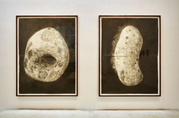 Untitled (Pebble from Prospect Cottage) & Untitled (Pebble from Tapgol Park); 2018; graphite on paper; 63 in. x 47 in. each Kang Seung Lee