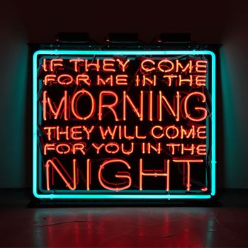 Morning and Night (James Baldwin & Angela Davis); 2018; neon on plexiglass; 30 in. x 36 in.; edition of 3 Patrick Martinez