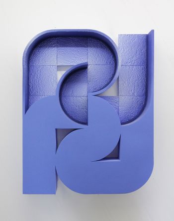 Osmosis; 2018; acrylic on fabric over plaster and wood, 40 in. x 50 in. x 6 in. Amir Nikravan