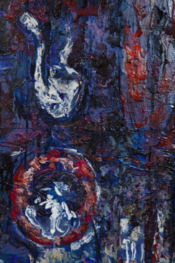 CHECK II CHECK (detail); 2017; oil on canvas; 62 in. x 72 in. Andy Robert