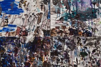 GREYHOUND II HARLEM (detail); 2017; oil on canvas; 72.5 in. x 120 in. Andy Robert