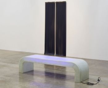 Installation view of The Courtyard; Night Walker and Fiberglass Bench on view; 2017; Kayne Griffin Corcoran; Los Angeles, CA Rosha Yaghmai