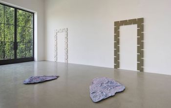 Installation view of Easy Journey to Other Planets; Gates (iron, aluminum, silver nickel), and Gates (Aztec Secret Healing Clay, Miracle Grow, copper) on view; 2015; Kayne Griffin Corcoran; Los Angeles, CA Rosha Yaghmai