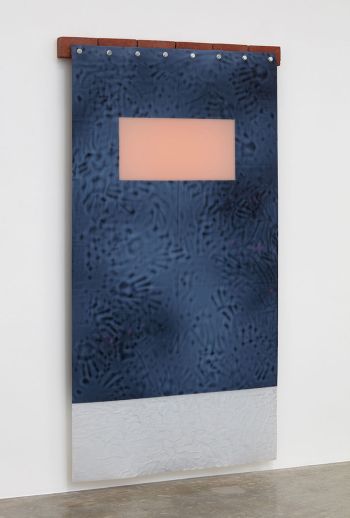 Imitation Crab; 2017; silicone, pigment, cotton, ink, bricks, steel; 85 in. x 47.5 in. x 3.5 in. Rosha Yaghmai
