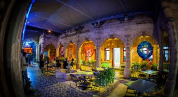 Multiverso; 2016; installation, exterior; Agua Fuerte; Chihuahua, Mexico; LED lamps, acrylic discs with spray enamel; 4 ft. diameter each; dimensions variable Ismael de Anda III