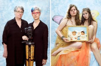 Twin Diptych: The Mamas Pose the Babies, The Babies Pose the Mamas, 2012, photography, 28 in. x 42 in. Cheri Gaulke