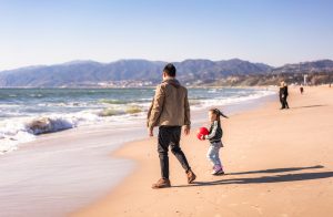 Father daughter at beach